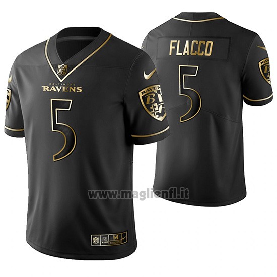 Maglia NFL Limited Baltimore Ravens Joe Flacco Golden Edition Nero